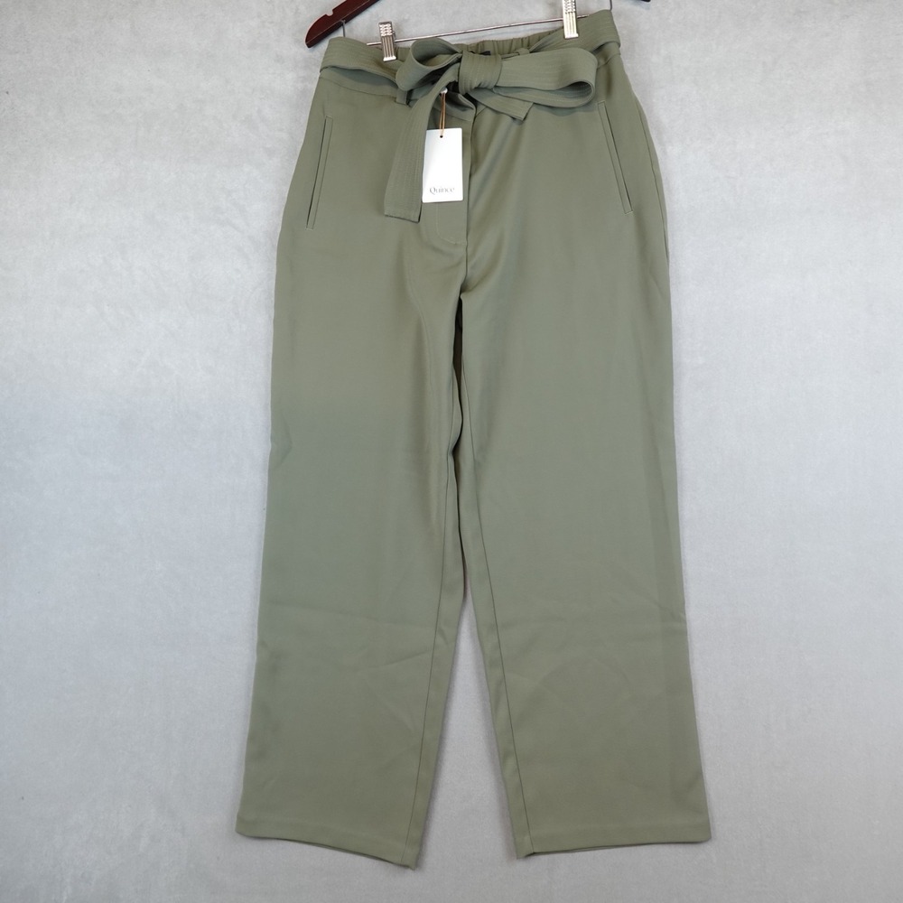 Quince Olive Green High-Waist Tie Belt Pants